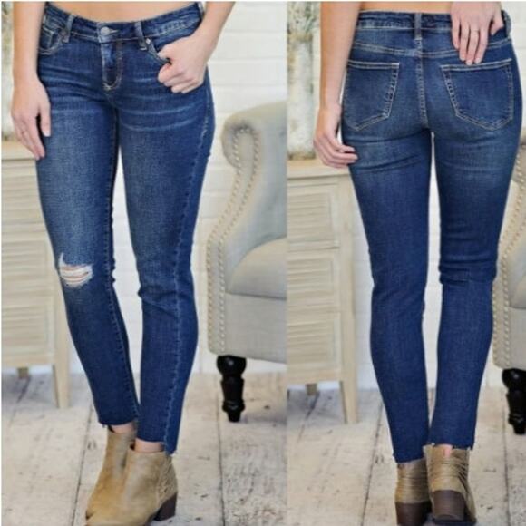 Dear John Joyrich Comfort Skinny Raw Hem Distressed Jeans Central Wash 28 - Picture 2 of 11